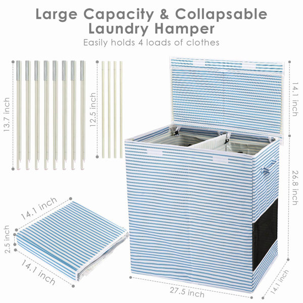 Longshore Tides Sturdy Double Laundry Hamper With Lid And Removable